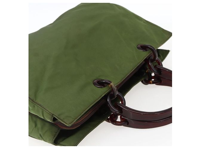 PRADA Borsa a mano in nylon verde Auth 170274 - vista 6