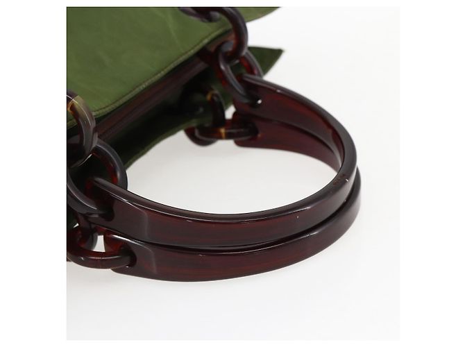 PRADA Borsa a mano in nylon verde Auth 170274 - vista 7