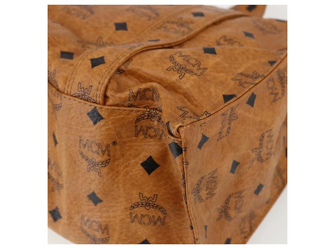 Borsa tote MCM Logogram Vicetos PVC Marrone Oro Auth 170393 D'oro - vista 12