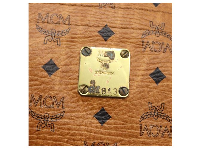 Borsa tote MCM Logogram Vicetos PVC Marrone Oro Auth 170393 D'oro - vista 14