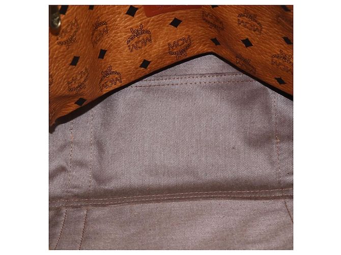 Borsa tote MCM Logogram Vicetos PVC Marrone Oro Auth 170393 D'oro - vista 18