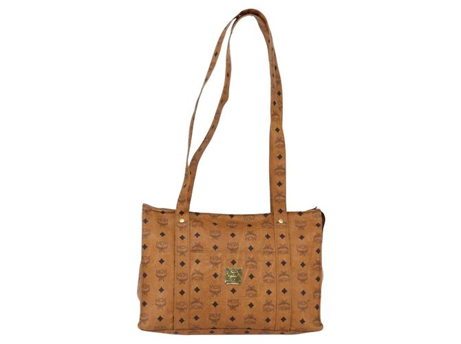 Borsa tote MCM Logogram Vicetos PVC Marrone Oro Auth 170393 D'oro - vista 2