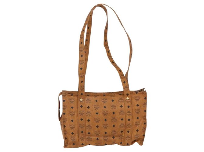 Borsa tote MCM Logogram Vicetos PVC Marrone Oro Auth 170393 D'oro - vista 3
