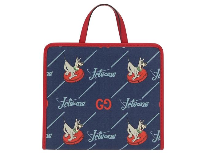 Borsa Tote GUCCI PVC Blu Navy Argento 605614 Auth 159842M - vista 2