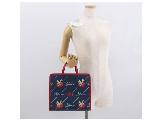 Borsa Tote GUCCI PVC Blu Navy Argento 605614 Auth 159842M - vista 20