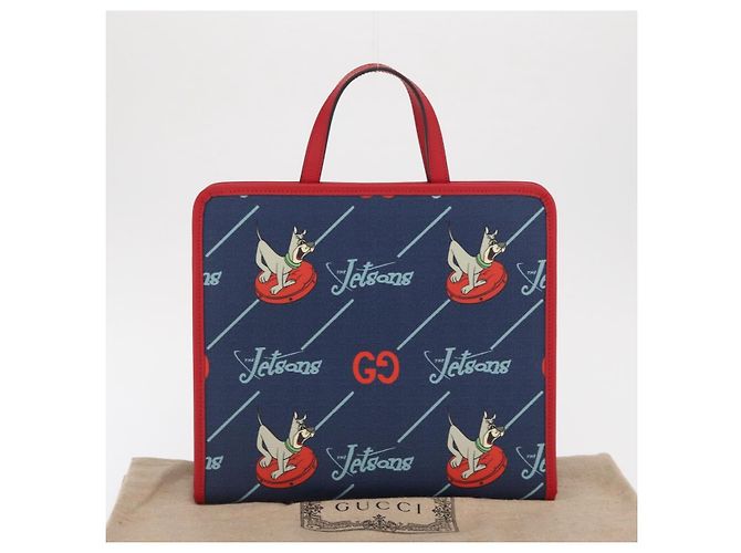 Borsa Tote GUCCI PVC Blu Navy Argento 605614 Auth 159842M - vista 21