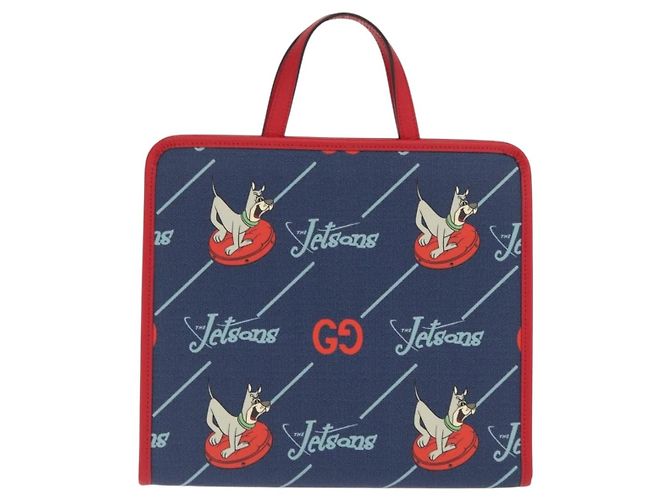 Borsa Tote GUCCI PVC Blu Navy Argento 605614 Auth 159842M - vista 3