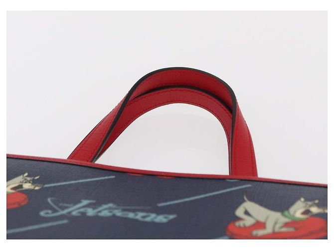 Borsa Tote GUCCI PVC Blu Navy Argento 605614 Auth 159842M - vista 8
