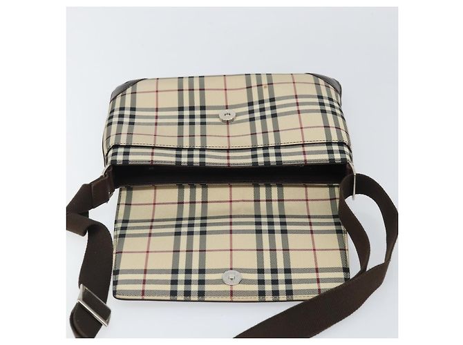 Borsa a spalla Nova Check in nylon beige e argento Auth ep13178 di BURBERRY - vista 10