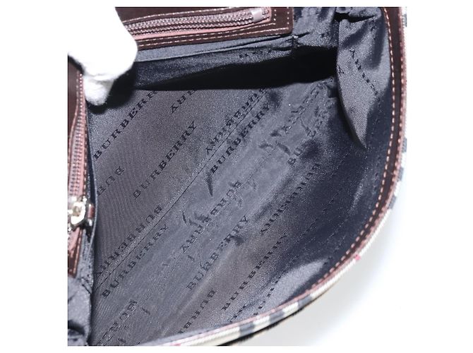 Borsa a spalla Nova Check in nylon beige e argento Auth ep13178 di BURBERRY - vista 11