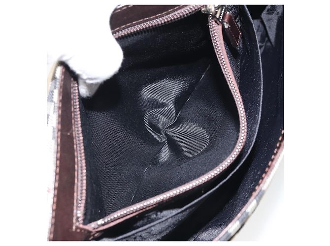 Borsa a spalla Nova Check in nylon beige e argento Auth ep13178 di BURBERRY - vista 12