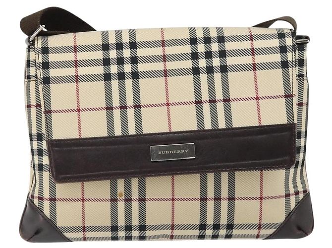 Borsa a spalla Nova Check in nylon beige e argento Auth ep13178 di BURBERRY - vista 13