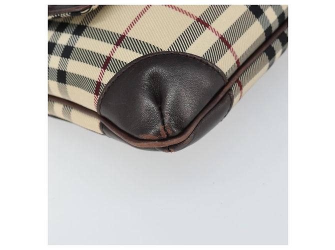 Borsa a spalla Nova Check in nylon beige e argento Auth ep13178 di BURBERRY - vista 14