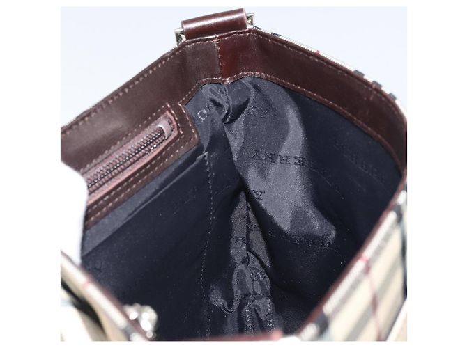 Borsa a spalla Nova Check in nylon beige e argento Auth ep13178 di BURBERRY - vista 18