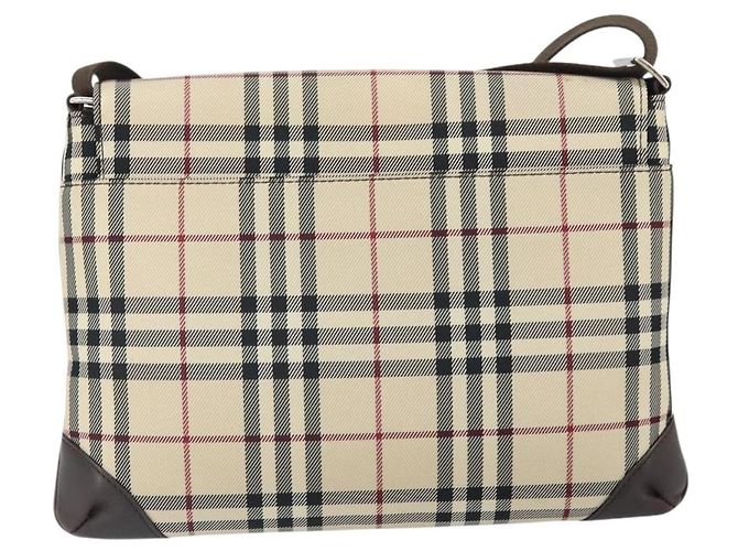 Borsa a spalla Nova Check in nylon beige e argento Auth ep13178 di BURBERRY - vista 2