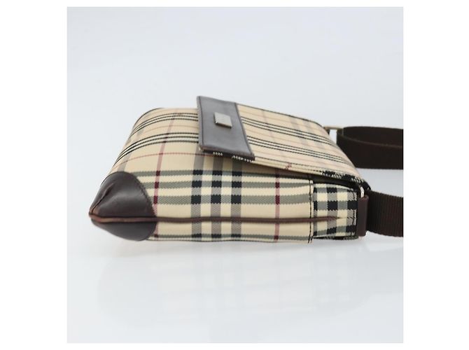 Borsa a spalla Nova Check in nylon beige e argento Auth ep13178 di BURBERRY - vista 3
