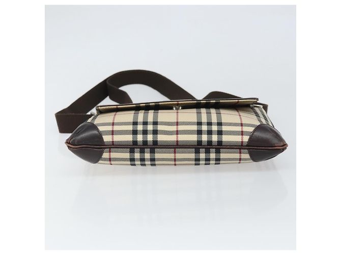 Borsa a spalla Nova Check in nylon beige e argento Auth ep13178 di BURBERRY - vista 5
