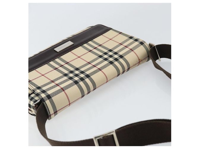 Borsa a spalla Nova Check in nylon beige e argento Auth ep13178 di BURBERRY - vista 6
