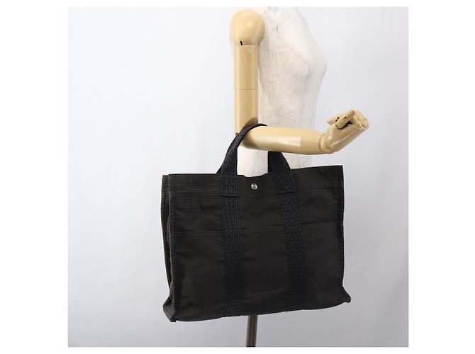 Hermès HERMES Borsa a Mano Her Line Tote MM in Tela Grigia Auth 163456 Marrone - vista 20