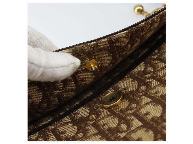 Borsa a Spalla in Tela Trotter Christian Dior Beige Oro Auth 170604 D'oro - vista 14