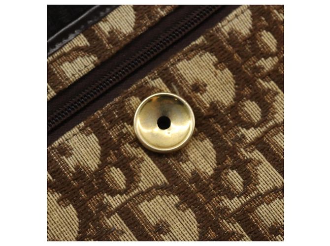 Borsa a Spalla in Tela Trotter Christian Dior Beige Oro Auth 170604 D'oro - vista 15