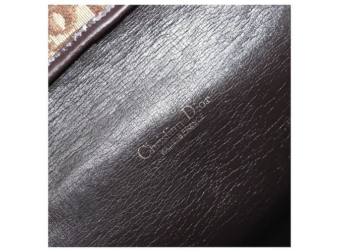 Borsa a Spalla in Tela Trotter Christian Dior Beige Oro Auth 170604 D'oro - vista 17
