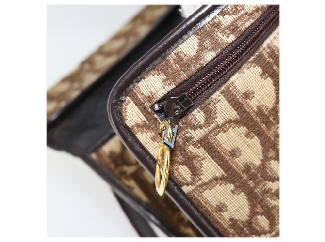 Borsa a Spalla in Tela Trotter Christian Dior Beige Oro Auth 170604 D'oro - vista 21