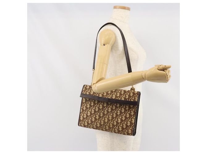 Borsa a Spalla in Tela Trotter Christian Dior Beige Oro Auth 170604 D'oro - vista 23
