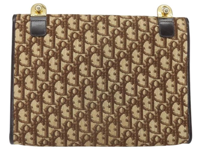 Borsa a Spalla in Tela Trotter Christian Dior Beige Oro Auth 170604 D'oro - vista 3