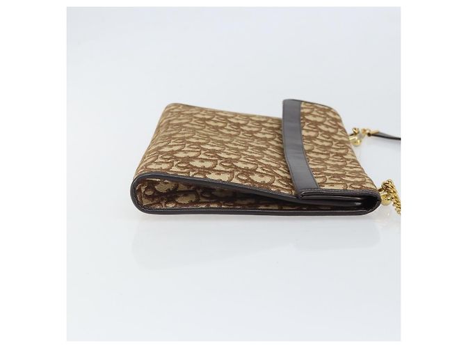 Borsa a Spalla in Tela Trotter Christian Dior Beige Oro Auth 170604 D'oro - vista 4