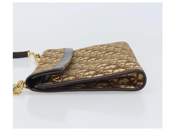 Borsa a Spalla in Tela Trotter Christian Dior Beige Oro Auth 170604 D'oro - vista 5