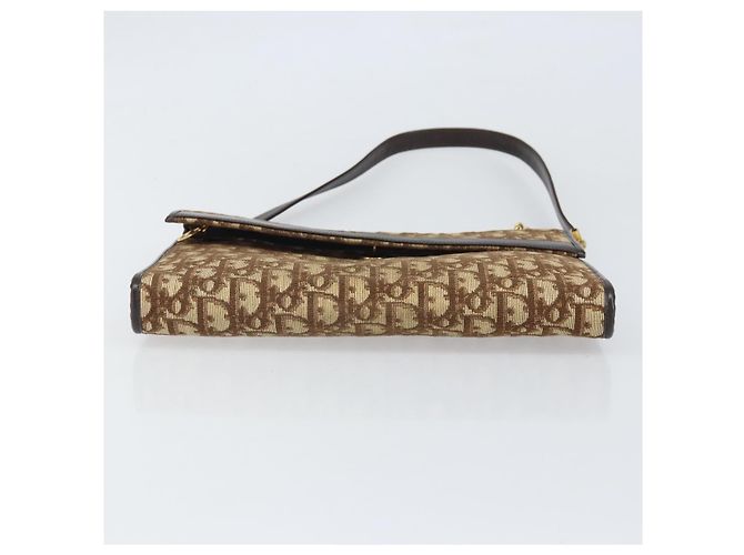 Borsa a Spalla in Tela Trotter Christian Dior Beige Oro Auth 170604 D'oro - vista 9