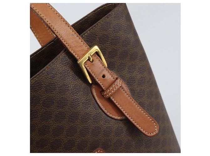 Céline Borsa tote in tela Macadam CELINE in pelle PVC marrone oro Auth ep13195 D'oro - vista 14
