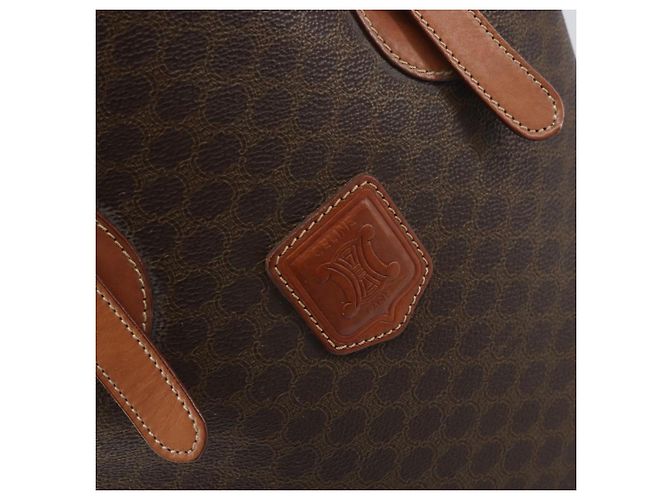 Céline Borsa tote in tela Macadam CELINE in pelle PVC marrone oro Auth ep13195 D'oro - vista 15
