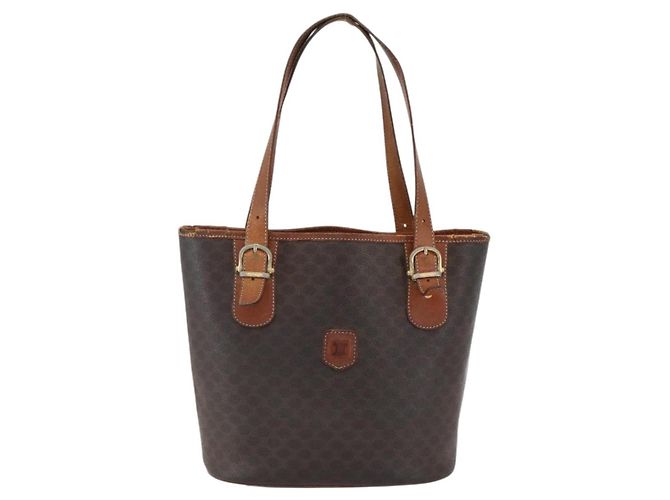 Céline Borsa tote in tela Macadam CELINE in pelle PVC marrone oro Auth ka2135 D'oro - vista 2