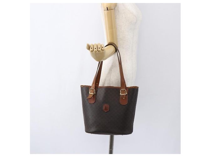 Céline Borsa tote in tela Macadam CELINE in pelle PVC marrone oro Auth ka2135 D'oro - vista 22