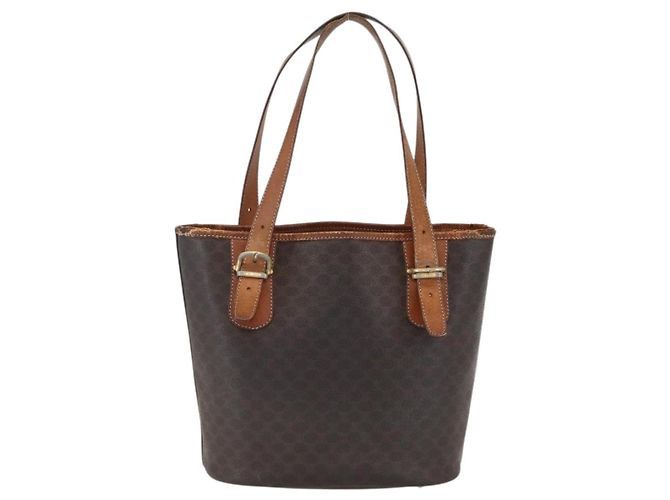 Céline Borsa tote in tela Macadam CELINE in pelle PVC marrone oro Auth ka2135 D'oro - vista 3
