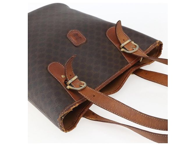 Céline Borsa tote in tela Macadam CELINE in pelle PVC marrone oro Auth ka2135 D'oro - vista 6