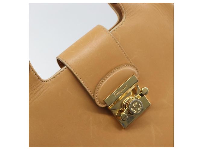 Borsa a mano in pelle beige oro Auth BA9917 di Salvatore Ferragamo D'oro - vista 14