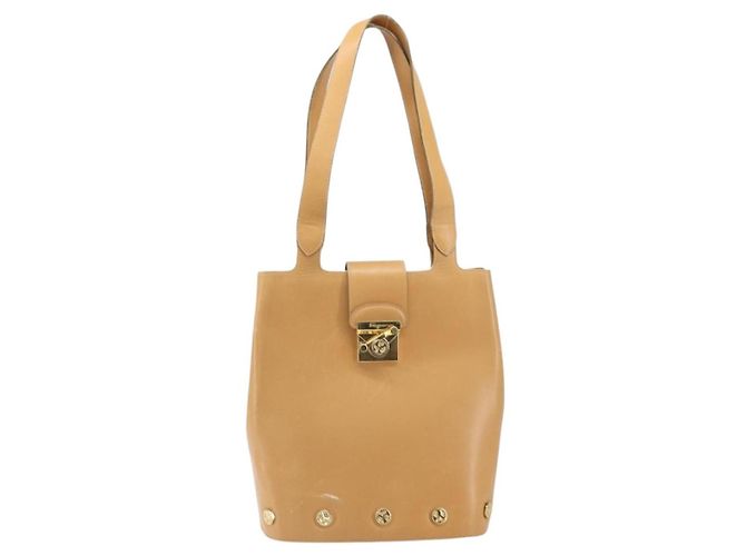 Borsa a mano in pelle beige oro Auth BA9917 di Salvatore Ferragamo D'oro - vista 2