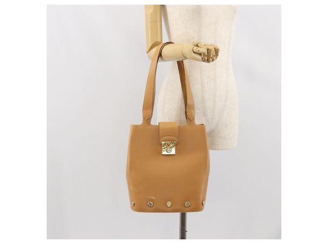 Borsa a mano in pelle beige oro Auth BA9917 di Salvatore Ferragamo D'oro - vista 21