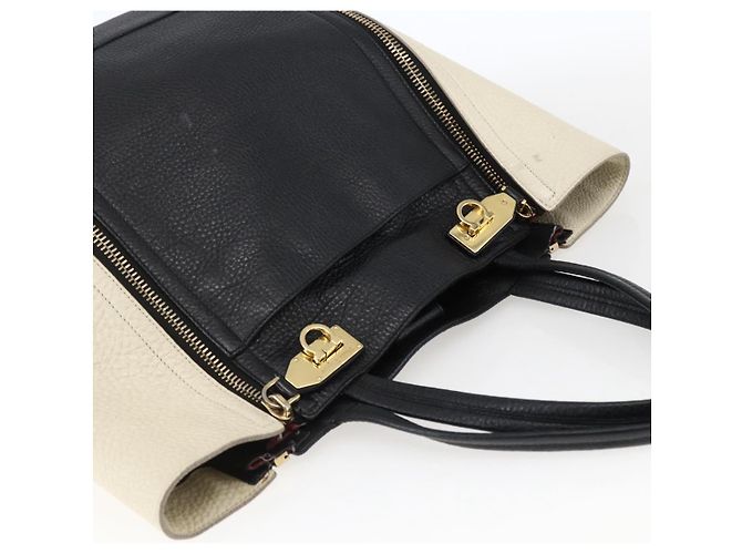 Borsa tote in pelle Salvatore Ferragamo bianca e nera Auth bs32829 Nero Bianco - vista 6