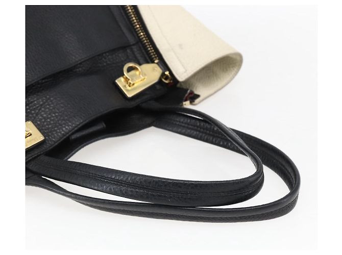 Borsa tote in pelle Salvatore Ferragamo bianca e nera Auth bs32829 Nero Bianco - vista 7
