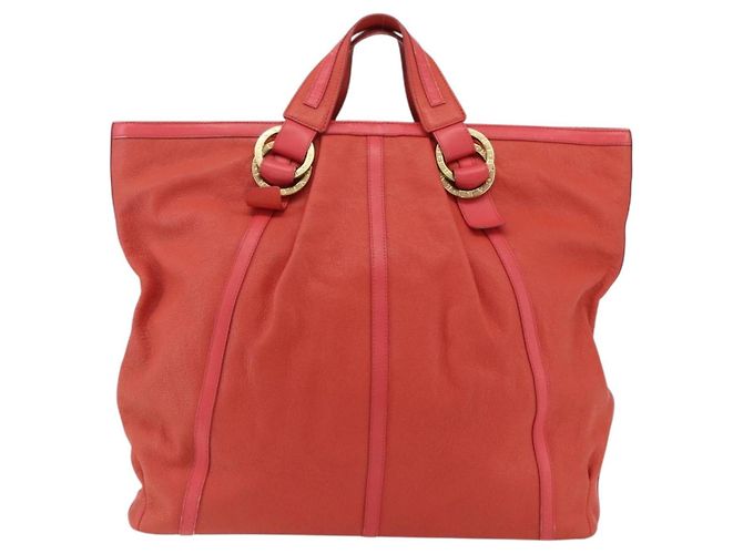 Bulgari Borsa a mano BVLGARI in pelle rosa e oro Auth BA9905 D'oro - vista 13
