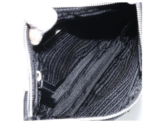 Borsa a Spalla PRADA in Nylon Pelle Nera Argento Autentica 169453 Nero - vista 11