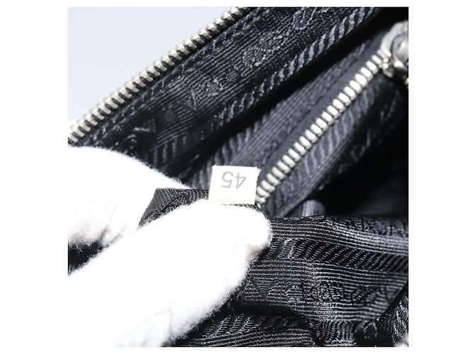 Borsa a Spalla PRADA in Nylon Pelle Nera Argento Autentica 169453 Nero - vista 12