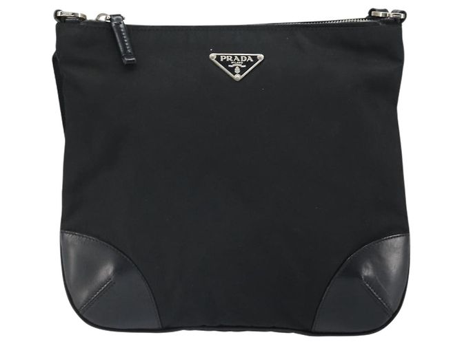 Borsa a Spalla PRADA in Nylon Pelle Nera Argento Autentica 169453 Nero - vista 13