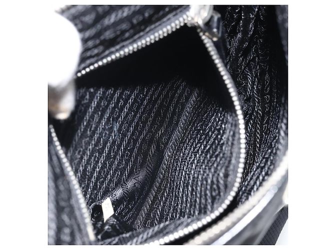 Borsa a Spalla PRADA in Nylon Pelle Nera Argento Autentica 169453 Nero - vista 22