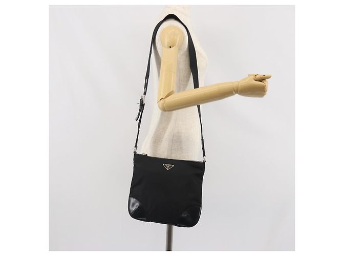 Borsa a Spalla PRADA in Nylon Pelle Nera Argento Autentica 169453 Nero - vista 23