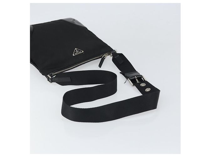 Borsa a Spalla PRADA in Nylon Pelle Nera Argento Autentica 169453 Nero - vista 7